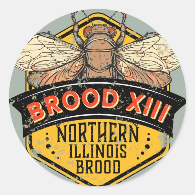 Cicadas Brood XIII Northern Illinois Brood Classic Round Sticker (Front)
