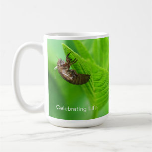 Cicadas Exco Skeleton Under Leaf, Life and Science Coffee Mug