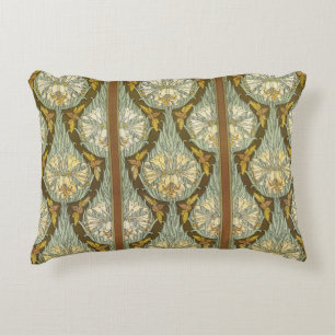 Cicadas & Lilies,Insects Plants Floral Art Nouveau Decorative Cushion