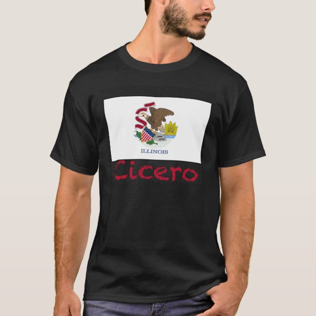 Cicero Illinois Flag USA Souvenir T-Shirt (Front)