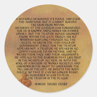 CICERO QUOTE - NATION CANNOT SURVIVE TREASON CLASSIC ROUND STICKER