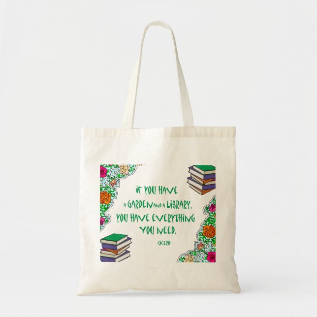 Cicero's quote on libraries tote bag (Front)