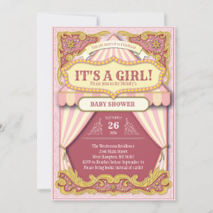 Cicus Carnival Girl Baby Shower Pink Big Top Invitation