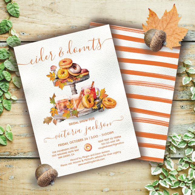 Cider and doughnuts Autumn Tiered Tray Bridal Show Invitation (Creator Uploaded)