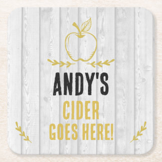 Cider Drinker Weathered Wood Effect Beer Mat Square Paper Coaster