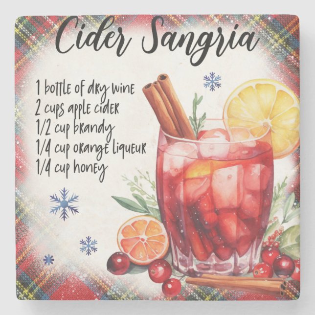 Cider Sangria Recipe Marble Coaster (Front)