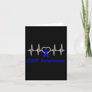 Cidp Awareness Heartbeat Love Blue Ribbon Support  Card