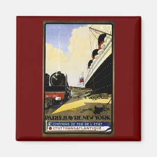Cie Gie Transatlantique Vintage Travel Ad Magnet