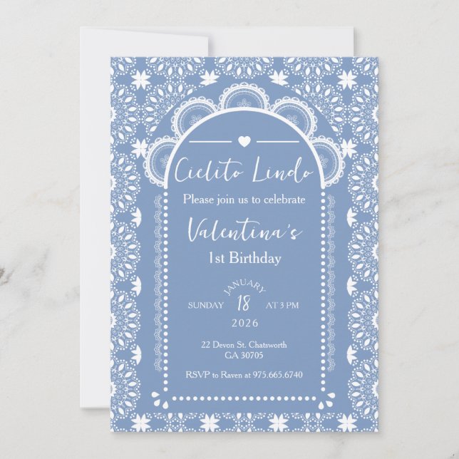 Cielito Lindo 1st Birthday Blue  Invitation (Front)