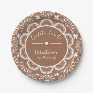 Cielito Lindo 1st Birthday Brown Paper Plate
