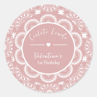 Cielito Lindo 1st Birthday Pink Classic Round Sticker