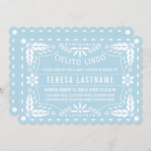 Cielito lindo baby blue papel picado baby shower invitation