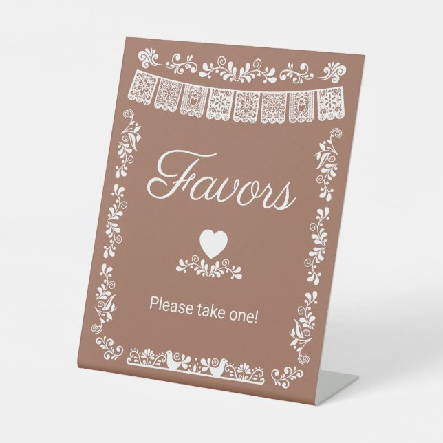 Cielito Lindo Baby Shower Favors Terracotta Pedestal Sign (Front)