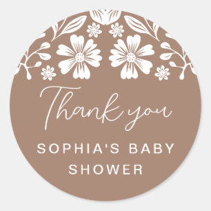 Cielito Lindo Baby Shower Terracotta Thank You Classic Round Sticker
