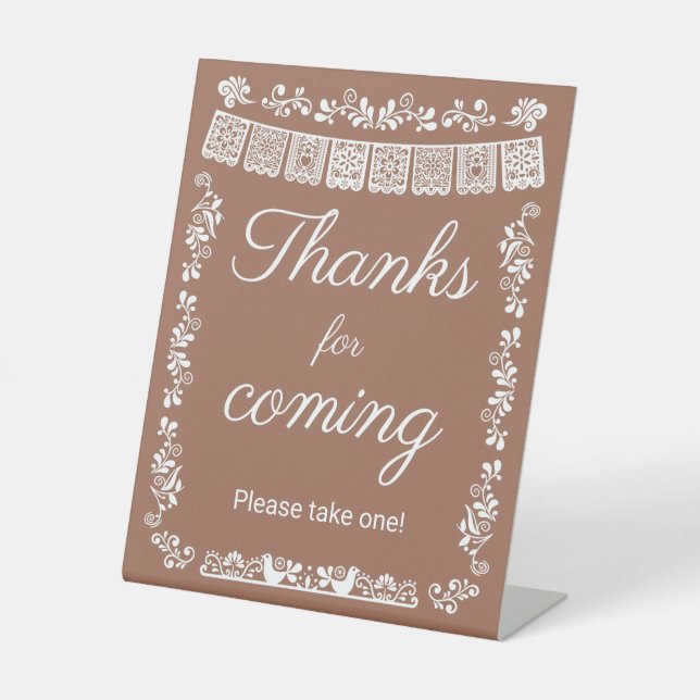 Cielito Lindo Baby Shower Thanks for coming Pedestal Sign (Front)