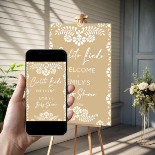 Cielito lindo beige baby shower welcome sign