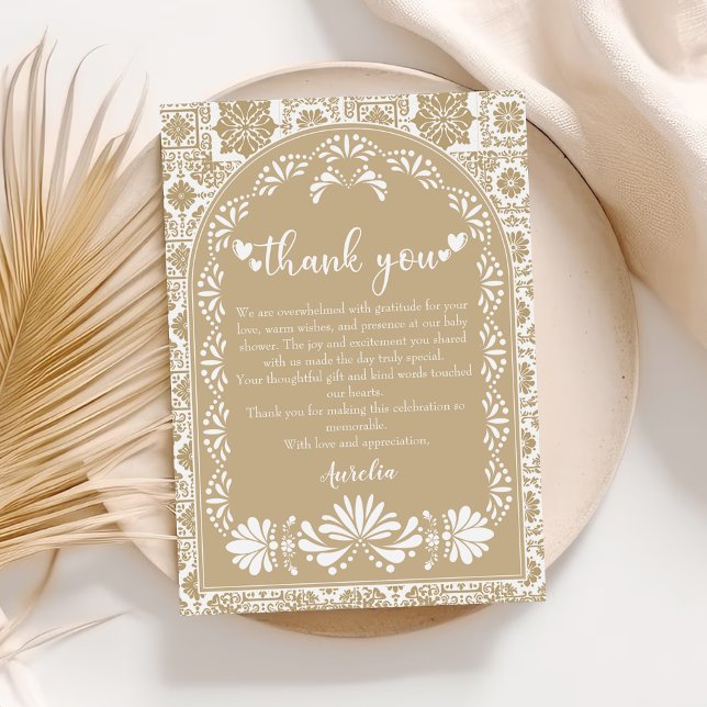 Cielito lindo Beige Mexican Baby Shower Thank You Card (Creator Uploaded)
