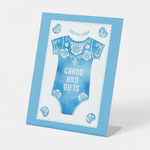 Cielito Lindo blue baby boy shower Cards and gifts Pedestal Sign