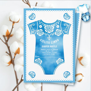 Cielito Lindo blue baby boy shower Diaper Raffle Enclosure Card