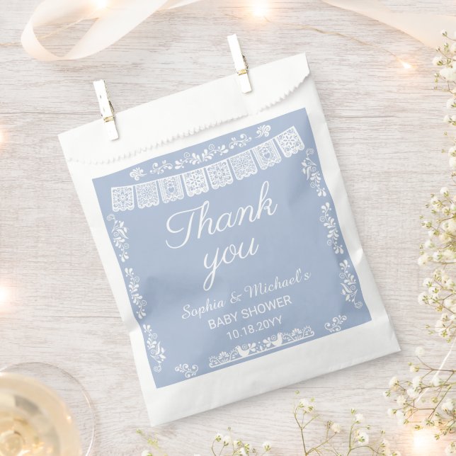 Cielito Lindo Blue Papel Picado Baby Shower Favour Bag (Clipped)