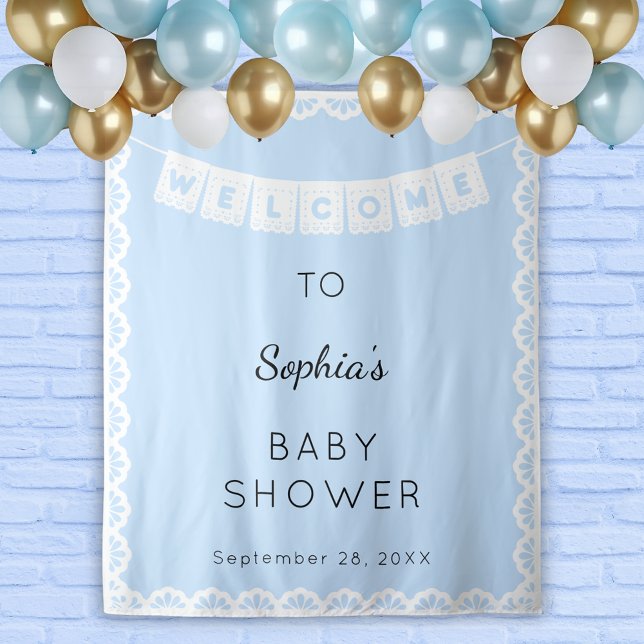 Cielito Lindo Blue Welcome Baby Shower Backdrop Tapestry (Creator Uploaded)