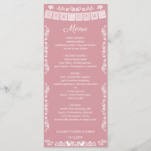 Cielito Lindo Blush Pink Papel Picado Baby Shower Menu