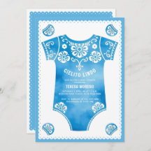 Cielito Lindo cute blue bodysuit boy baby shower
