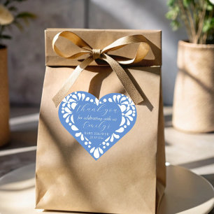 Cielito lindo dusty blue Mexican baby shower Heart Sticker