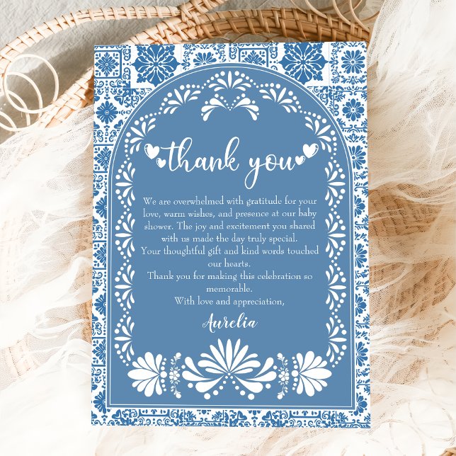Cielito lindo Dusty Blue Mexican Baby Shower Thank You Card (Creator Uploaded)