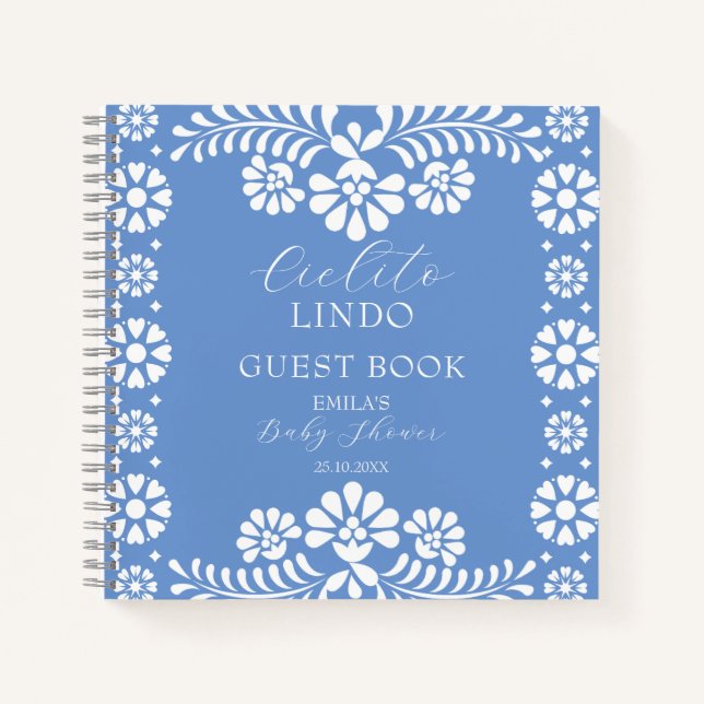 Cielito lindo dusty blue Mexican guest book (Front)