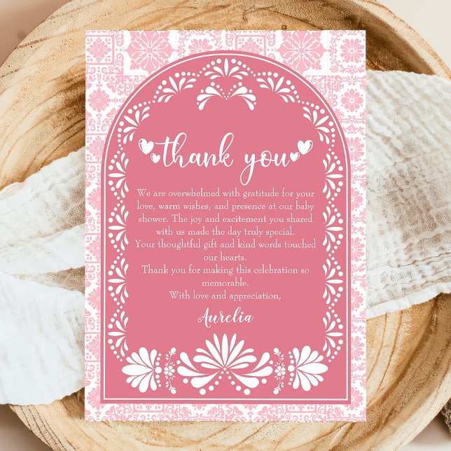 Cielito lindo dusty pink Mexican Baby Shower Thank You Card (Creator Uploaded)