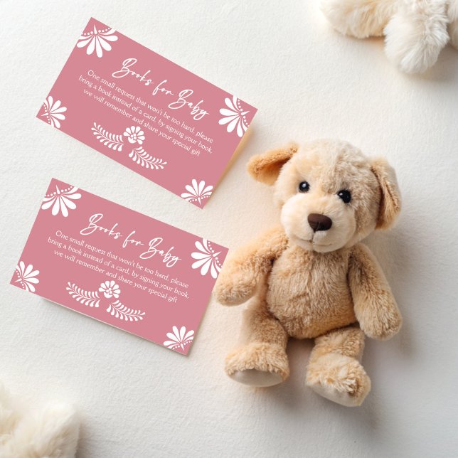 Cielito lindo dusty pink Mexican book request Enclosure Card (Cielito lindo dusty pink Mexican fiesta book request Enclosure Cards papel picado books for baby)