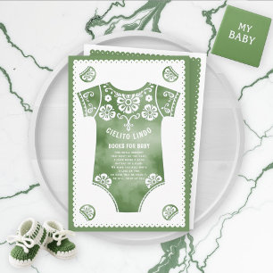 Cielito Lindo green baby shower Books for Baby Enclosure Card