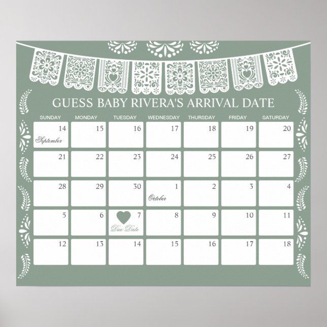 Cielito Lindo Guess the due Date calendar Poster (Front)