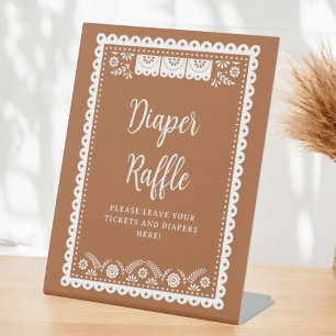 Cielito Lindo Mexican Baby Shower Diaper Raffle Pedestal Sign