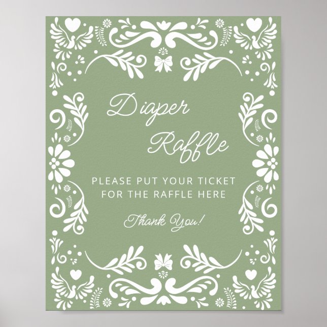Cielito Lindo Mexican Baby Shower Diaper Raffle Poster (Front)