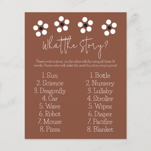 Cielito Lindo Mexican Baby Shower Story Game Card (Front)