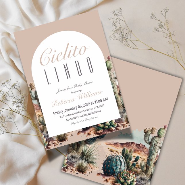 Cielito Lindo Mexican Beige Cactus Baby Shower Invitation (Creator Uploaded)
