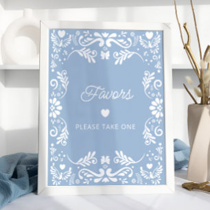 Cielito Lindo Mexican Blue Baby Shower Favors Poster