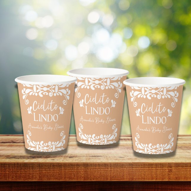 Cielito Lindo Mexican Fiesta Neutral Baby Shower Paper Cups (Creator Uploaded)