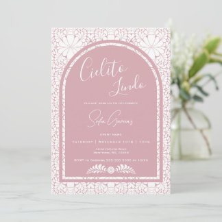 Cielito Lindo Mexican Folk Art Pink Invitation