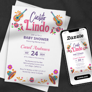 Cielito Lindo Mexican Guitar Talavera Baby Shower Invitation