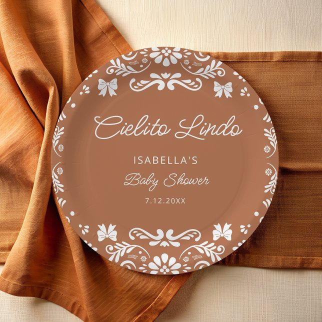 Cielito Lindo Mexican Terracotta Baby Shower Paper Plate (Creator Uploaded)