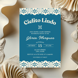 Cielito Lindo Papel Picado Blue Boy Baby Shower Invitation