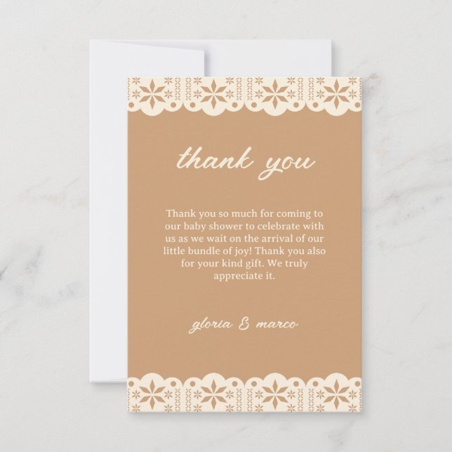 Cielito Lindo Papel Picado Neutral Baby Shower Thank You Card (Front)
