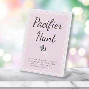 Cielito Lindo Pink Pacifier Hunt Baby Shower Pedestal Sign