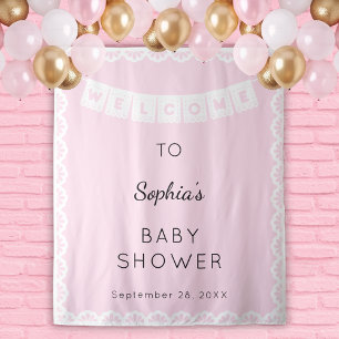 Cielito Lindo Pink Welcome Baby Shower Backdrop Tapestry