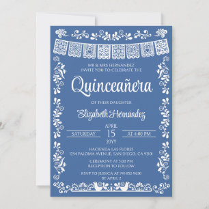 Cielito Lindo Quinceañera Royal Blue Invitation