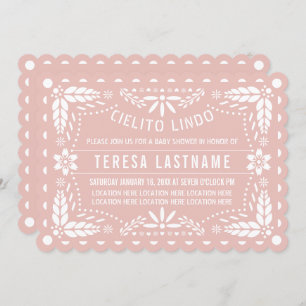 Cielito Lindo rose gold papel picado baby shower Invitation