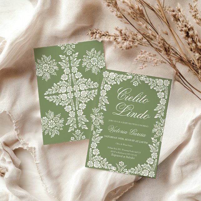 Cielito Lindo Sage green Baby Shower Invitation (Creator Uploaded)